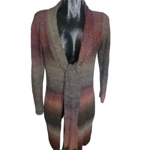 Yest Gradient Open-Front Wool Blend Cardigan with Tie Neckline 10